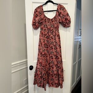 NWT Victoria Dunn Red and Black Floral Maxi Dress